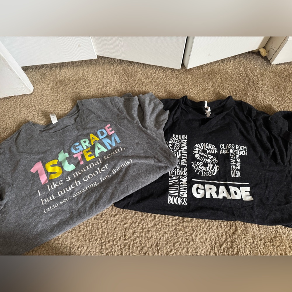 Gildan Gray and Black Teachers' 1st Grade Team Tees